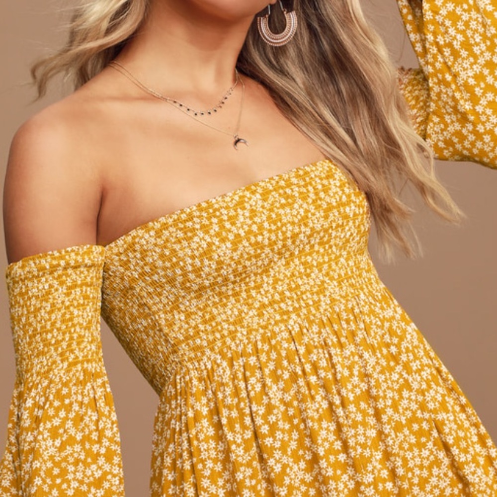 Lulus Picking Daisies Yellow Mini Dress